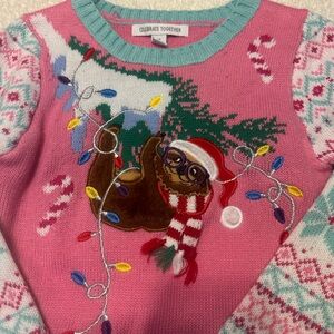 Kids Ugly Christmas Sweater with Sloth Design